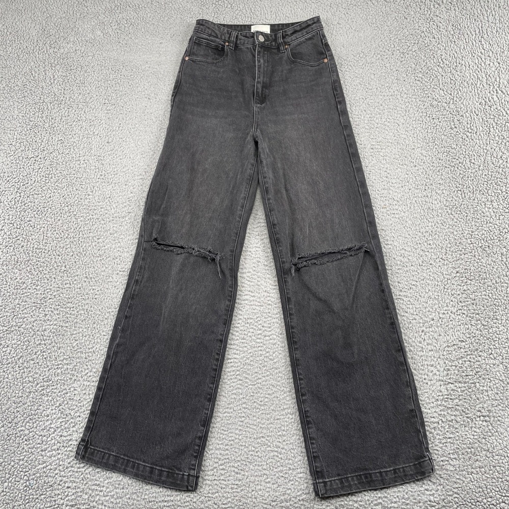 Abrand Jeans Pants Women 26 Black A '94 High & Wide Distressed Wide Leg Denim